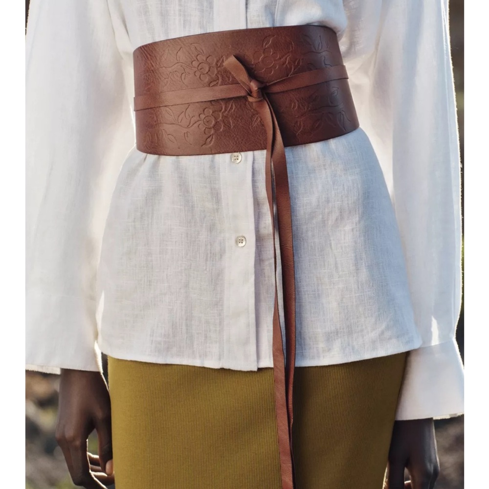 🆕 NWT Zara Tied 100% Leather Sash Belt